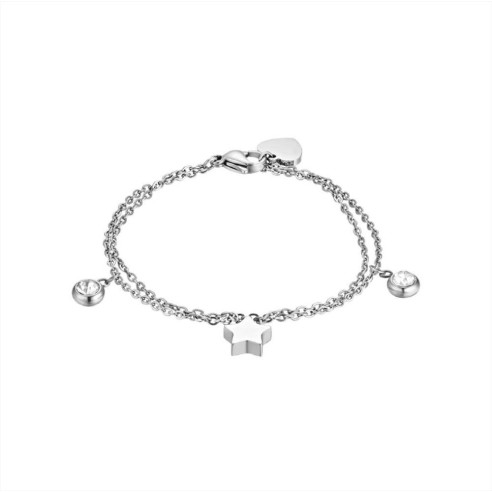 BRACCIALE DONNA IN ACCIAIO CON STELLE E CRISTALLO BIANCO LUCA BARRA