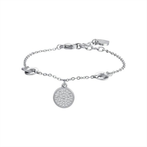 BK2426 BRACCIALE DONNA IN ACCIAIO CON PIASTRA CON CRISTALLI BIANCHI LUCA BARRA