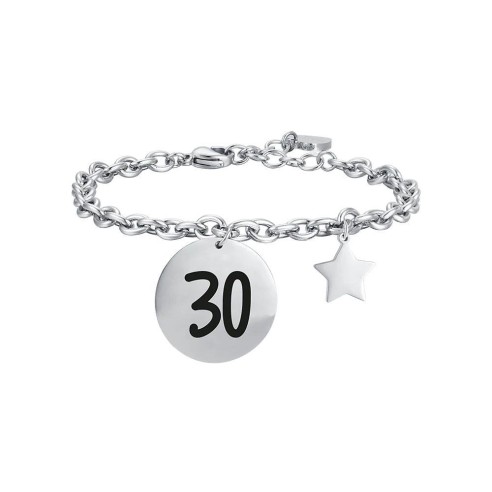 BK2497 BRACCIALE DONNA IN ACCIAIO CON PIASTRA CON SMALTO NERO E CHARM STELLA LUCA BARRA