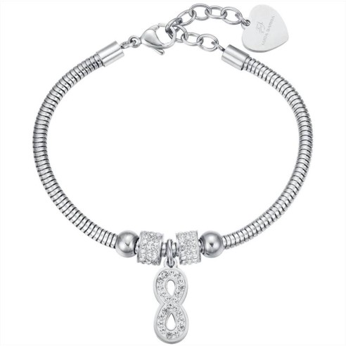 BK1935 BRACCIALE DONNA IN ACCIAIO INFINITO CON CRISTALLI BIANCHI LUCA BARRA