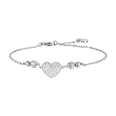 BK2529 BRACCIALE DONNA IN ACCIAIO CON CUORE E CRISTALLI BIANCHI- LUCA BARRA