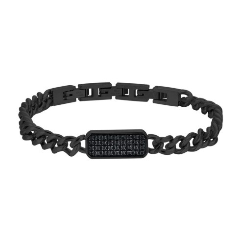 BA1584 BRACCIALE UOMO IN ACCIAIO IP NERO CON ELEMENTO CON CRISTALLI NERI- LUCA BARRA