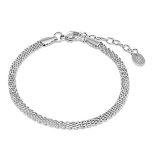 04BR046 BRACCIALE CATENA MESH 16+3 CM BRAND