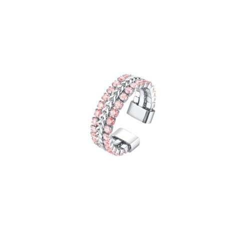 ANK508 ANELLO DONNA IN ACCIAIO CON CRISTALLI ROSA MIS. M LUCA BARRA