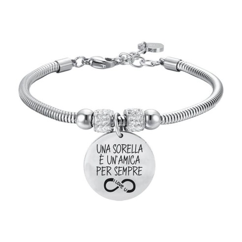 BK2574 BRACCIALE DONNA IN ACCIAIO "UNA SORELLA E' UN'AMICA PER SEMPRE" LUCA BARRA