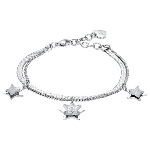 BK2562 BRACCIALE DONNA IN ACCIAIO STELLE CON CRISTALLI BIANCHI LUCA BARRA