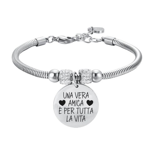 BK2571 BRACCIALE DONNA IN ACCIAIO "L'AMICIZIA E' UNA SOLA ANIMA CHE ABITA IN DUE CUORI" LUCA BARRA