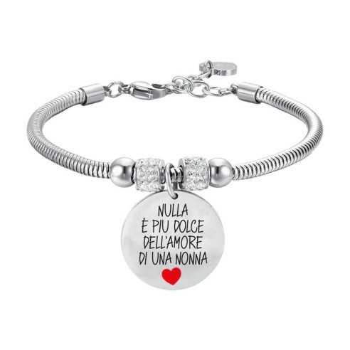 BK2575 BRACCIALE DONNA IN ACCIAIO "NULLA E' PIU DOLCE DELL'AMORE DI UNA NONNA" LUCA BARRA