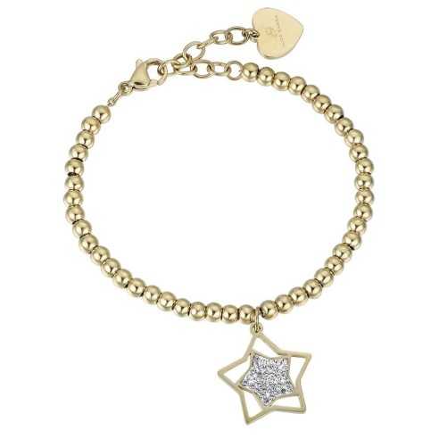 BK1848 BRACCIALE IN ACCIAIO IP GOLD CON STELLA E CRISTALLI BIANCHI LUCA BARRA