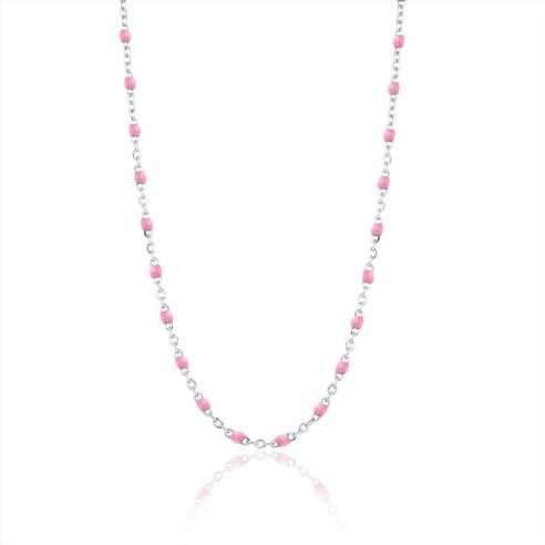 COLLANA CATENA SMALTO ROSA BRAND