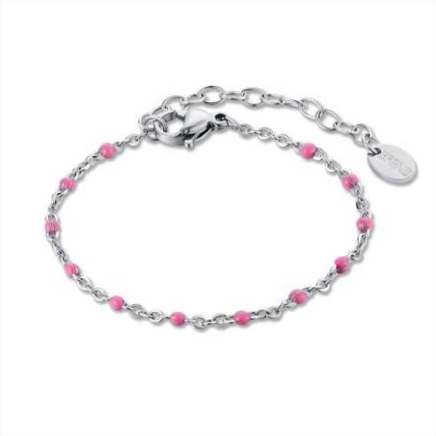 BRACCIALE CATENA SMALTO ROSA BRAND