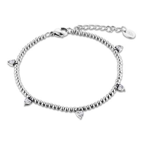 BRACCIALE SFERE CUORI PENDENTI BRAND