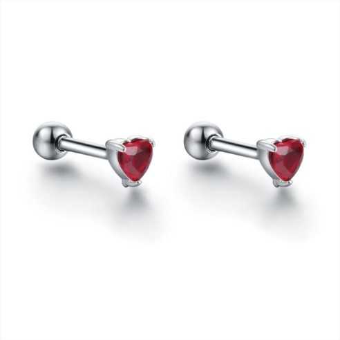 14ER047R ORECCHINI PIERCING CUORE ROSSO BRAND