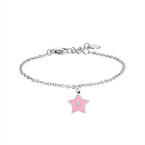 JB198 BRACCIALE BAMBINA IN ACCIAIO SMALTO ROSA LUCA BARRA