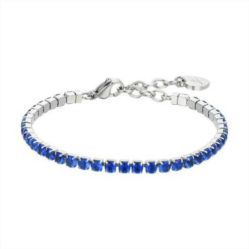 BRACCIALE TENNIS IN ACCIAIO CON CRISTALLI BLU LUCA BARRA