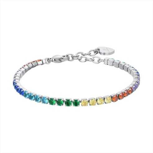 BRACCIALE TENNIS IN ACCIAIO CON CRISTALLI ARCOBALENO LUCA BARRA