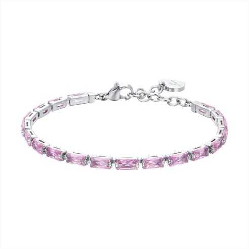 BRACCIALE TENNIS CON ZIRCONI BAGUETTE ROSA LUCA BARRA