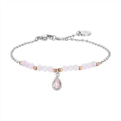 BK2610 BRACCIALE DONNA IN ACCIAIO CON AGATA ROSA LUCA BARRA