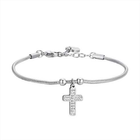 BK2655 BRACCIALE DONNA IN ACCIAIO CON CROCE LUCA BARRA