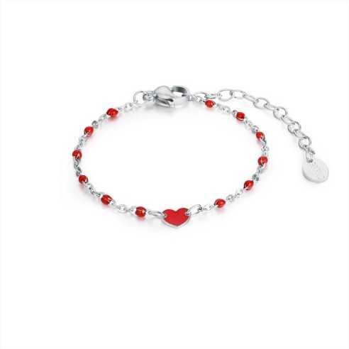 BRACCIALE BIMBA CUORE CATENA ROSSO BRAND