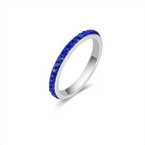 ANELLO ACCIAIO CRISTALLI BLU BRAND 