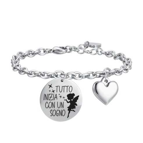 BRACCIALE "TUTTO INIZIA CON UN SOGNO" CON SMALTO NERO LUCA BARRA