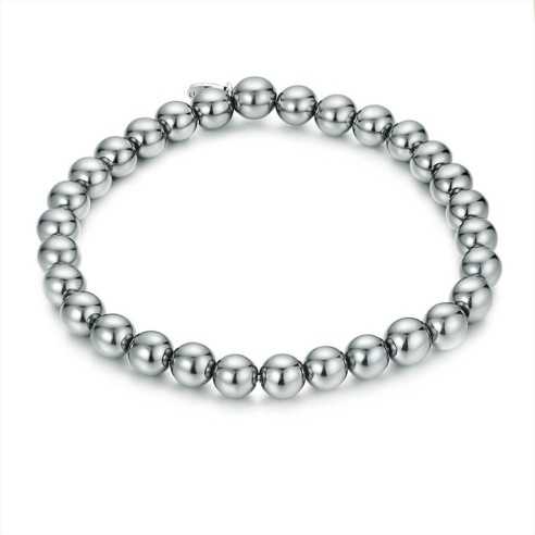 04BR010 BRACCIALE EMATITE RODIO SFERE 6MM BRAND