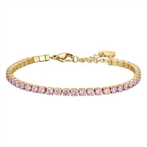 BRACCIALE TENNIS IN ACCIAIO IP GOLD CON CRISTALLI ROSA LUCA BARRA