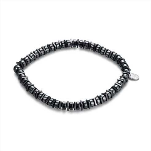 BRACCIALE EMATITE ELASICIZZATO CN QUADRATI E SFERE BRAND