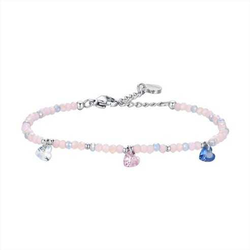 BK2682 BRACCIALE DONNA IN ACCIAIO PIETRE ROSA E CRISTALLI MULTICOLOR LUCA BARRA