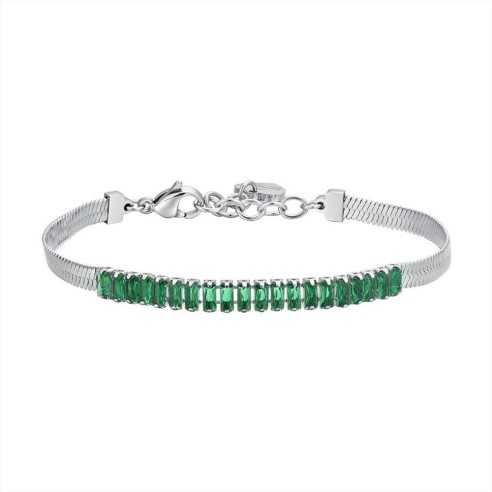 BK2666 BRACCIALE DONNA IN ACCIAIO ZIRCONI VERDI LUCA BARRA