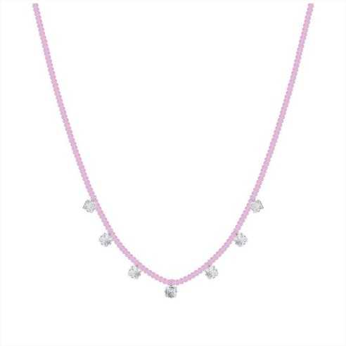 CK2024 COLLANA DONNA IN ACCIAIO CRISTALLI ROSA E ZIRCONI BIANCHI LUCA BARRA