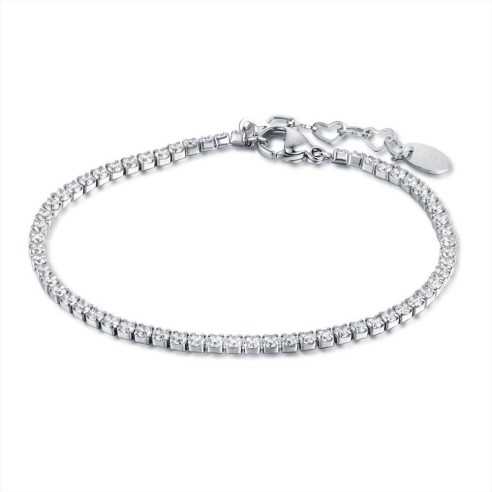 BRACCIALE TENNIS CRISTALLI BIANCHI 2MM BRAND