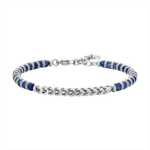 BA1754 BRACCIALE UOMO IN ACCIAIO PIETRE LAPIS ED ELEMENTI IN ACCIAIO LUCA BARRA