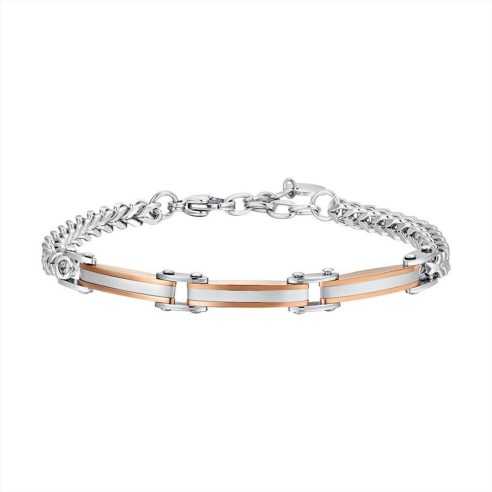 BA1775 BRACCIALE UOMO IN ACCIAIO CON ELEMNETI IP GOLD ROSE LUCA BARRA