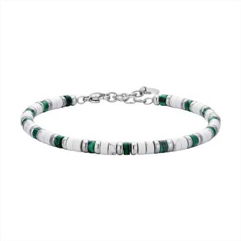 BA1752 BRACCIALE UOMO PIETRE BIACHE E VERDI LUCA BARRA