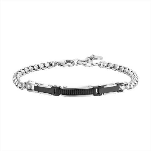 BA1774 BRACCIALE UOMO IN ACCIAIO CON ELEMENTI IN ACCIAIO IP BLACK LUCA BARRA