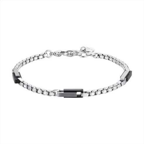 BA1778 BRACCIALE UOMO IN ACCIAIO ELEMENTI IN ACCIAIO IP BLACK LUCA BARRA