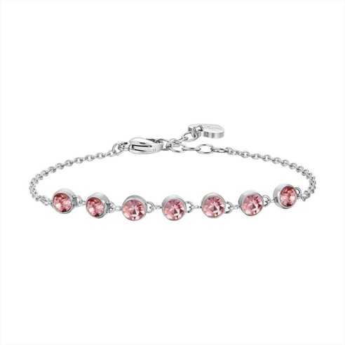 BK2696 BRACCIALE DONNA IN ACCIAIO CRISTALLI ROSA LUCA BARRA