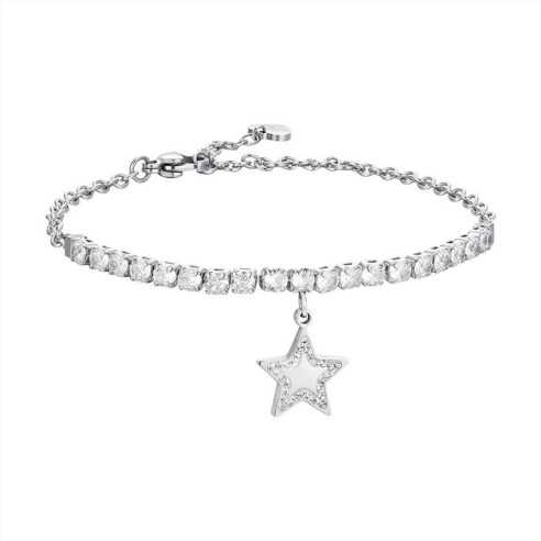 BK2673 BRACCIALE TENNIS DONNA IN ACCIAIO STELLE E ZIRCONI LUCA BARRA