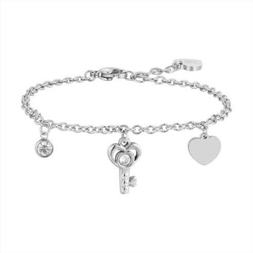 BK2705 BRACCIALE DONNA IN ACCIAIO CON CHIAVE E CUORE LUCA BARRA