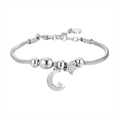 BK2698 BRACCIALE DONNA IN ACCIAIO LUNA E CRISTALLI LUCA BARRA