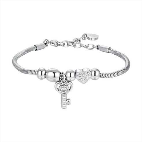 BK2701 BRACCIALE DONNA IN ACCIAIO CHIAVE E CRISTALLI LUCA BARRA