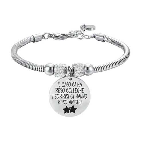 BK2567 BRACCIALE DONNA IN ACCIAIO "IL CASO CI HA RESO COLLEGHE I SORRISI CI HANNO RESO AMICHE" LUCA BARRA