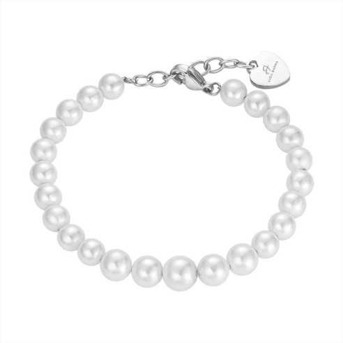 BRACCIALE DONNA IN ACCIAIO CON PERLE LUCA BARRA