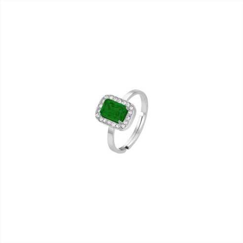 ANELLO DONNA IN ACCIAIO CRISTALLI E ZIRCONE VERDE LUCA BARRA