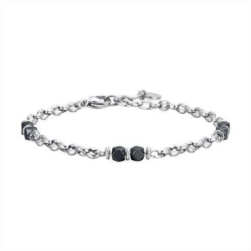 BA1735 BRACCIALE UOMO IN ACCIAIO EMATITE GRIGIA LUCA BARRA