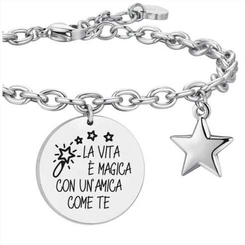 BK2718 BRACCIALE DONNA IN ACCIAIO LA VITA E' MAGICA LUCA BARRA