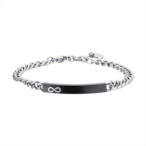 BA1802 BRACCIALE UOMO IN ACCIAIO PIASTRA IP BLACK CON INFINITO LUCA BARRA