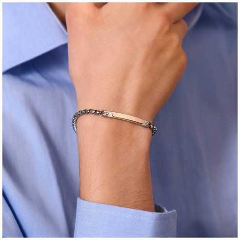 BRACCIALE UOMO IN ACCIAIO PIASTRA IP ROSE LUCA BARRA 